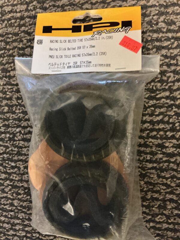 Racing slick belted tire