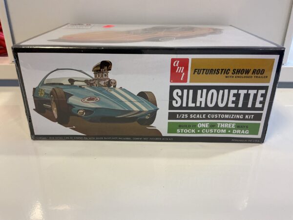 Futuristic show rod with enclosed trailer Silhouette